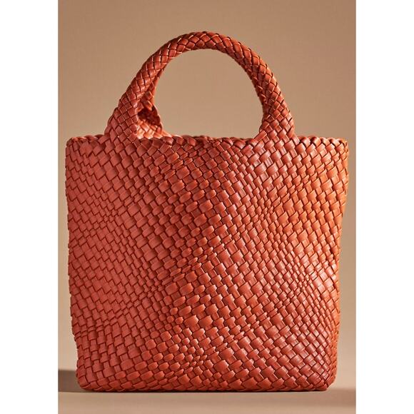 Anthropologie Handbags - Anthropologie orange Woven Faux Leather Tote